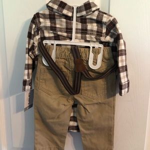 Carter’s *NWT* Flannel & pants w/suspenders 6mos